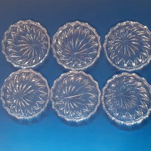 6 Vintage Cut Glass Coasters